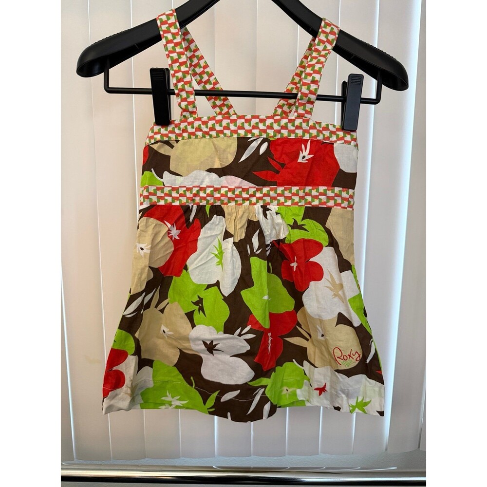NWT Vintage Girl’s Roxy Floral Tank Top Size Large Ages 10/12